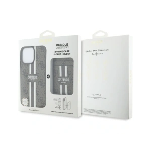 Hurtownia GSM - Guess 4G Csíkos MagSafe Pénztárca Apple iPhone 16 Pro Max barna - GUE4406 - {ean13} - Hurt