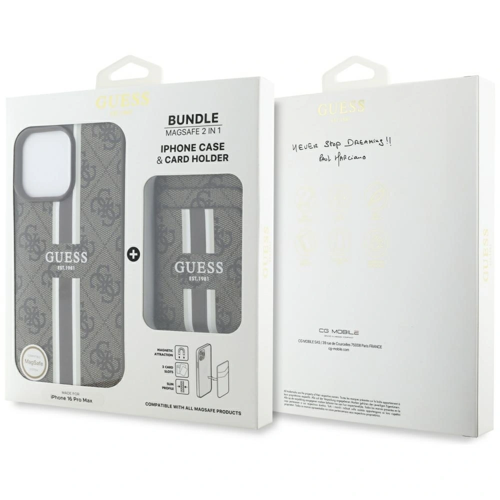 Hurtownia GSM - Guess 4G Stripe MagSafe Wallet Apple iPhone 16 Pro Max maro - GUE4406 - {ean13} - Hurt