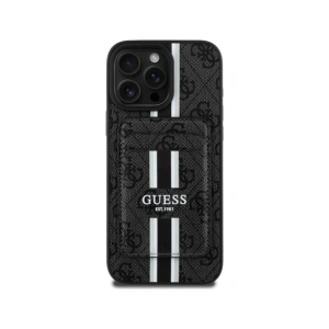 Wholesale Guess 4G Stripes MagSafe Wallet Apple iPhone 16 Pro Max black - GUE4407 - {ean13} - Hurt