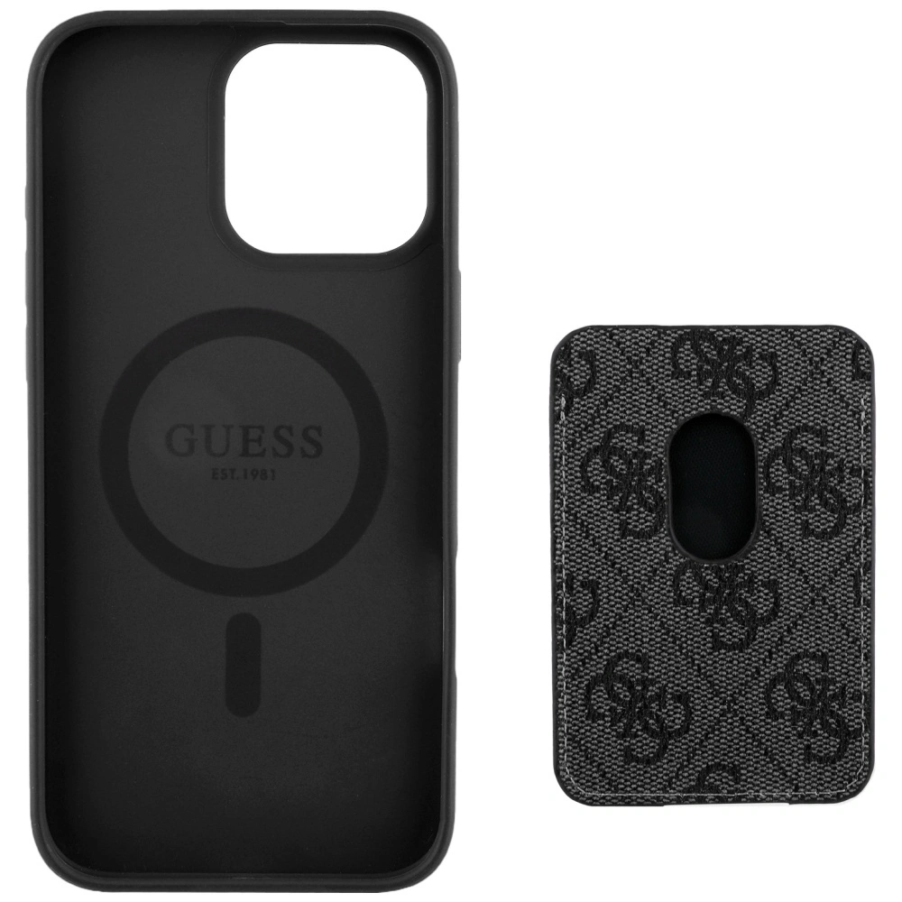 Wholesale Guess 4G Stripes MagSafe Wallet Apple iPhone 16 Pro Max black - GUE4407 - {ean13} - Hurt