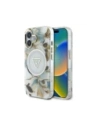 Guess Glitzerblumen Dreiecks-Tasten MagSafe Apple iPhone 16 weiß