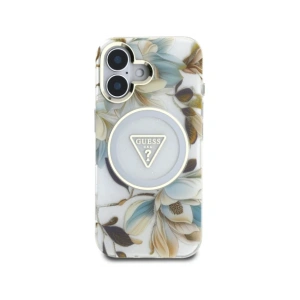 Hurtownia GSM - Guess Flori Sclipitoare butoane Triunghi MagSafe Apple iPhone 16 alb - GUE4408 - {ean13} - Hurt