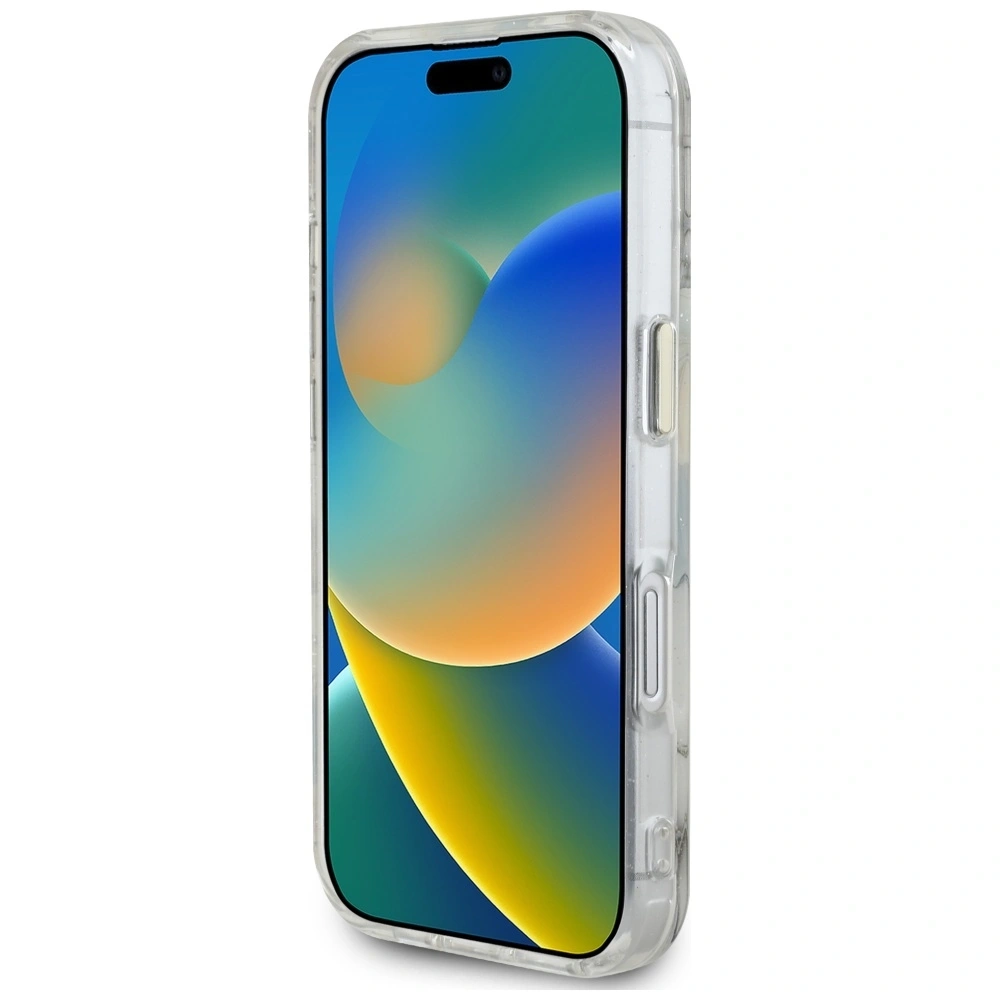 Hurtownia GSM - Guess Flori Sclipitoare butoane Triunghi MagSafe Apple iPhone 16 alb - GUE4408 - {ean13} - Hurt