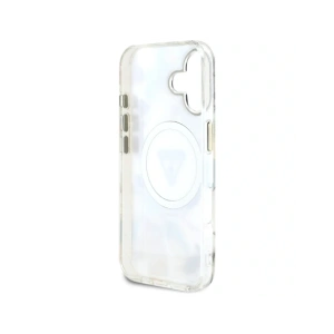 Wholesale Guess Glitter Flowers Triangle Buttons MagSafe Apple iPhone 16 white - GUE4408 - {ean13} - Hurt