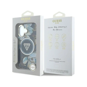 Wholesale Guess Glitter Flowers Triangle Buttons MagSafe Apple iPhone 16 black - GUE4409 - {ean13} - Hurt