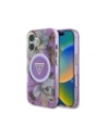 Guess Glitter Flowers Triangle Buttons MagSafe Apple iPhone 16 purple