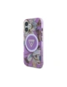 Hurtownia GSM - Guess Flori Glitter Butoane Triunghi MagSafe Apple iPhone 16 violet - GUE4410 - {ean13} - Hurt