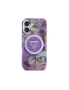 Hurtownia GSM - Guess Flori Glitter Butoane Triunghi MagSafe Apple iPhone 16 violet - GUE4410 - {ean13} - Hurt
