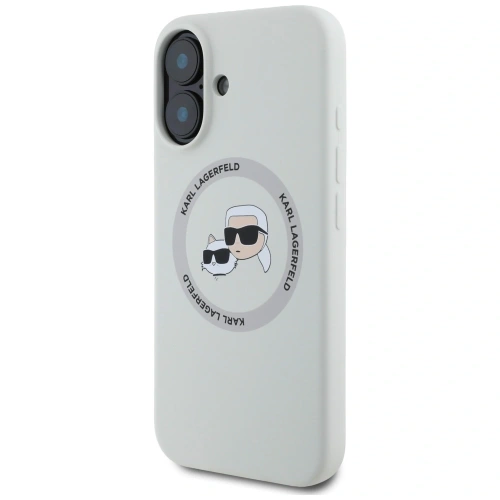 Etui Karl Lagerfeld Silicone Double Heads And Circle MagSafe do Apple iPhone 16 beżowy