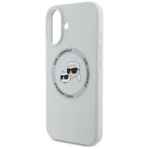 Etui Karl Lagerfeld Silicone Double Heads And Circle MagSafe do Apple iPhone 16 beżowy