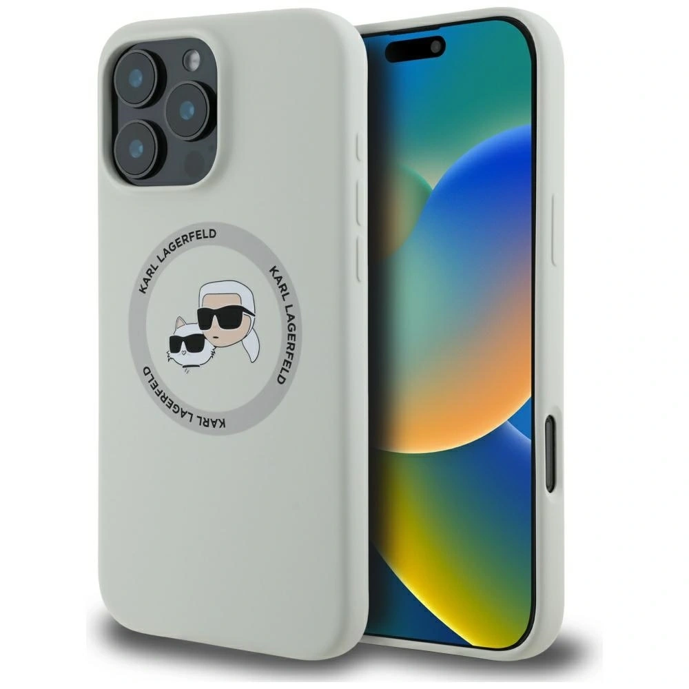Hurtownia GSM - Karl Lagerfeld Silikonové dvojité hlavy a kruh MagSafe Apple iPhone 16 Pro béžový - KLD21962 - {ean13} - Hurt