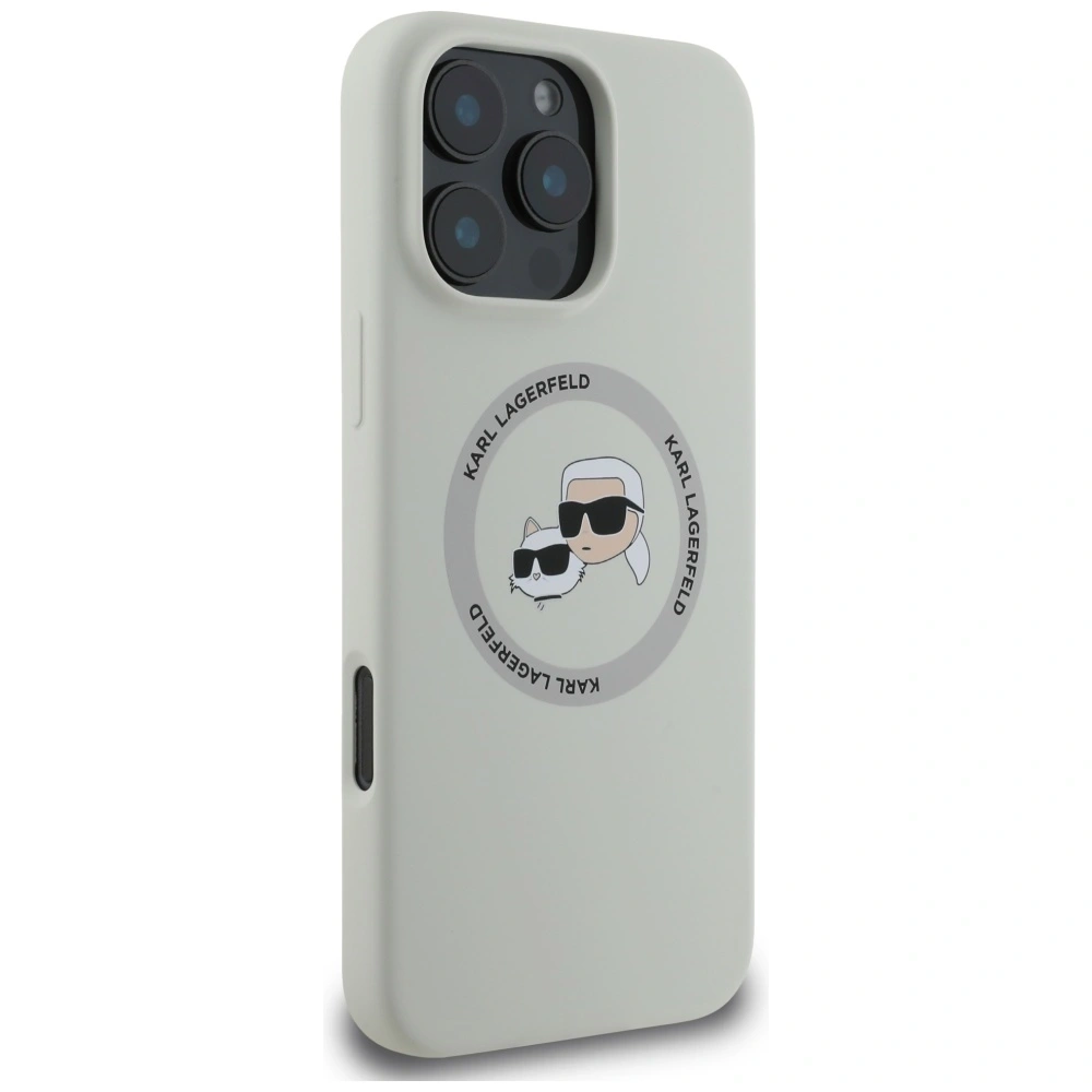 Hurtownia GSM - Karl Lagerfeld Silikonové dvojité hlavy a kruh MagSafe Apple iPhone 16 Pro béžový - KLD21962 - {ean13} - Hurt