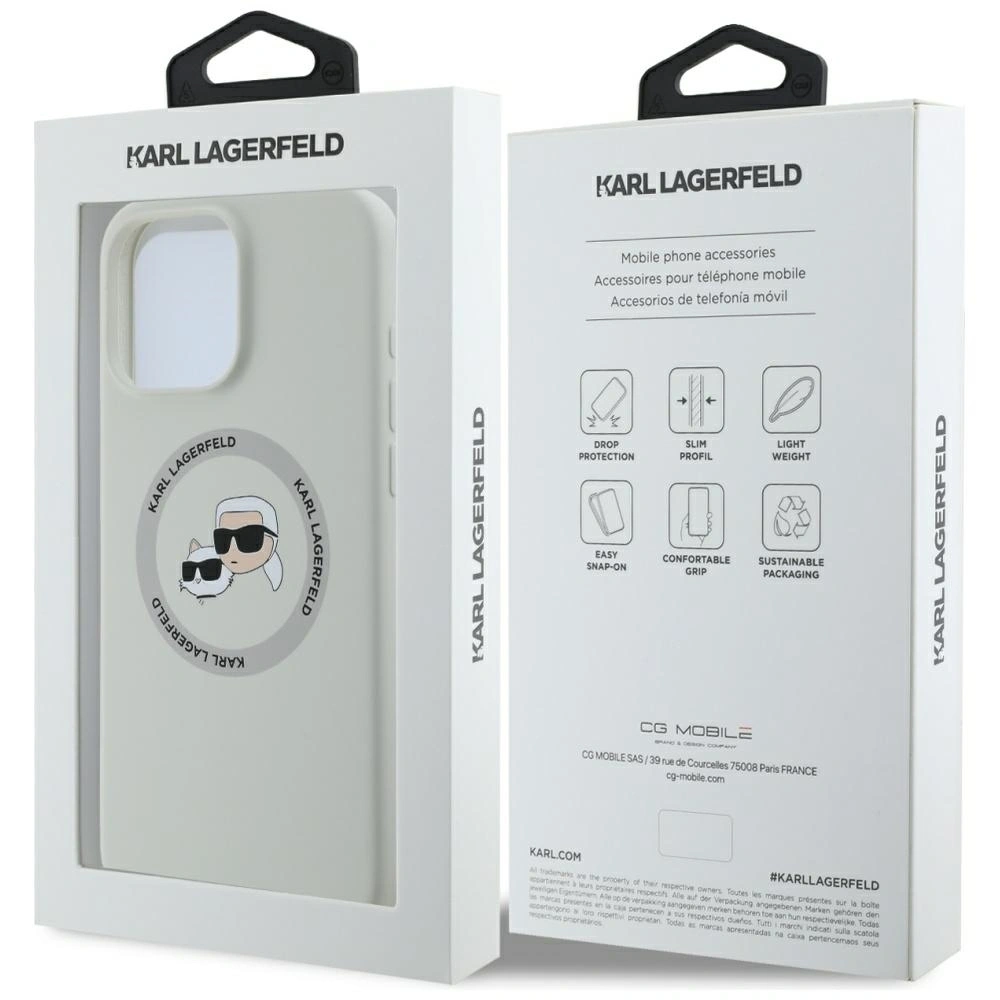 Hurtownia GSM - Etui Karl Lagerfeld Silicone Double Heads And Circle MagSafe do Apple iPhone 16 Pro beżowy - KLD21962 - {ean13} - Hurt