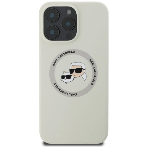 Etui Karl Lagerfeld Silicone Double Heads And Circle MagSafe do Apple iPhone 16 Pro Max beżowy