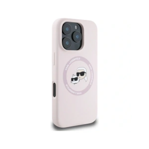 Hurtownia GSM - Karl Lagerfeld Capete Duble din Silicon și Cerc MagSafe Apple iPhone 16 Pro Max roz - KLD21964 - {ean13} - Hurt