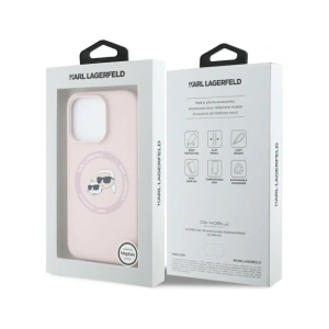 Hurtownia GSM - Karl Lagerfeld Capete Duble din Silicon și Cerc MagSafe Apple iPhone 16 Pro Max roz - KLD21964 - {ean13} - Hurt