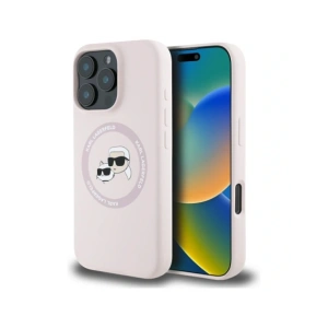 Hurtownia GSM - Karl Lagerfeld Silikonové dvojité hlavy a kruh MagSafe Apple iPhone 16 Pro růžový - KLD21965 - {ean13} - Hurt