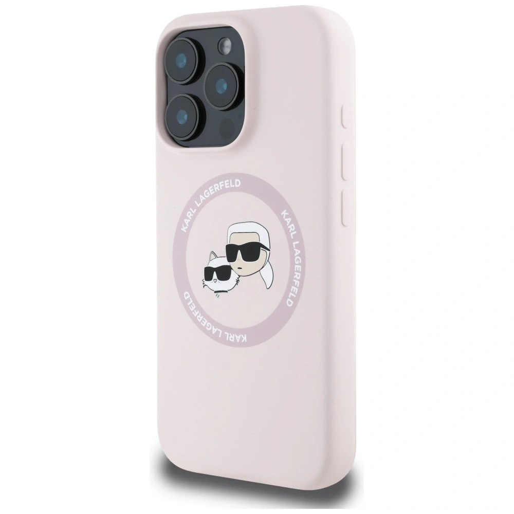 Hurtownia GSM - Karl Lagerfeld Silikonové dvojité hlavy a kruh MagSafe Apple iPhone 16 Pro růžový - KLD21965 - {ean13} - Hurt