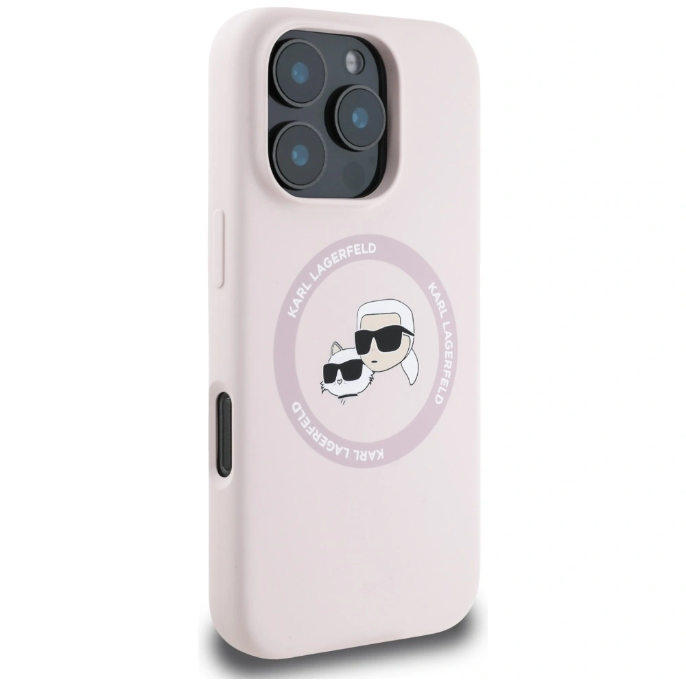Hurtownia GSM - Karl Lagerfeld Silikonové dvojité hlavy a kruh MagSafe Apple iPhone 16 Pro růžový - KLD21965 - {ean13} - Hurt