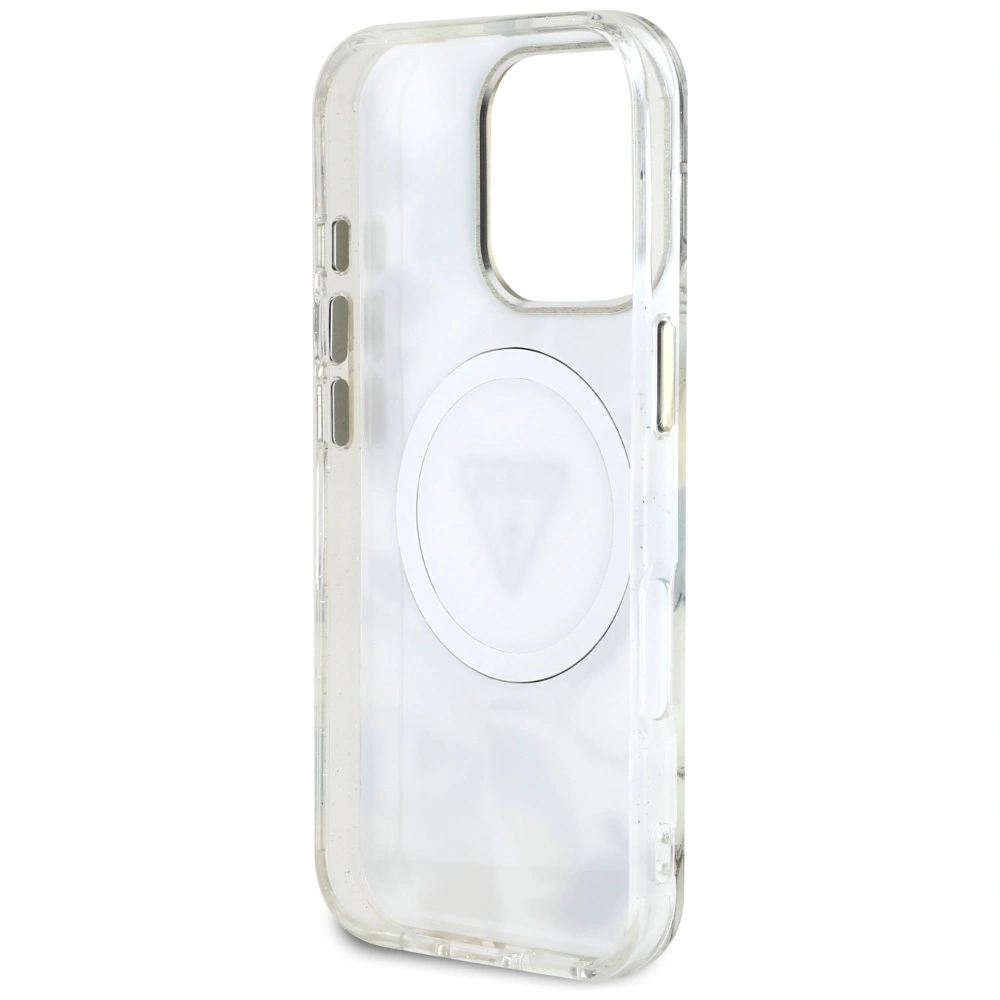 Hurtownia GSM - Guess Glitzerblumen Dreiecksbuttons MagSafe Apple iPhone 16 Pro weiß - GUE4411 - {ean13} - Hurt