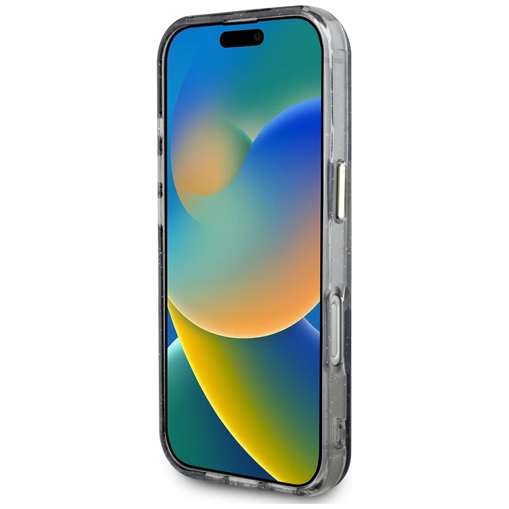 Hurtownia GSM - Guess Glitrové květiny trojúhelníkové tlačítka MagSafe Apple iPhone 16 Pro černý - GUE4412 - {ean13} - Hurt