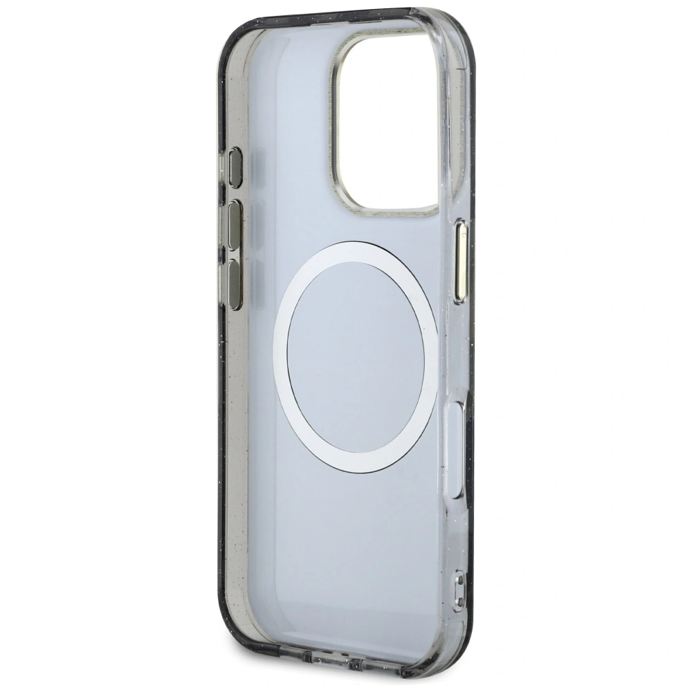 Hurtownia GSM - Guess Glitrové květiny trojúhelníkové tlačítka MagSafe Apple iPhone 16 Pro černý - GUE4412 - {ean13} - Hurt