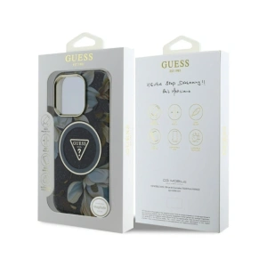 Hurtownia GSM - Guess Glitrové květiny trojúhelníkové tlačítka MagSafe Apple iPhone 16 Pro černý - GUE4412 - {ean13} - Hurt