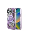 Hurtownia GSM - Guess Glitrové květiny trojúhelníkové tlačítka MagSafe Apple iPhone 16 Pro fialový - GUE4413 - {ean13} - Hurt