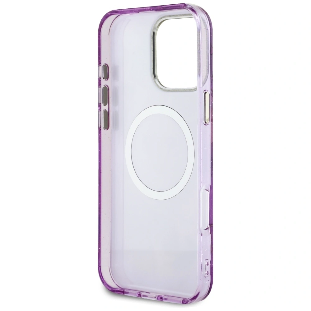 Hurtownia GSM - Etui Guess Glitter Flowers Triangle Buttons MagSafe do Apple iPhone 16 Pro fioletowy - GUE4413 - {ean13} - Hurt