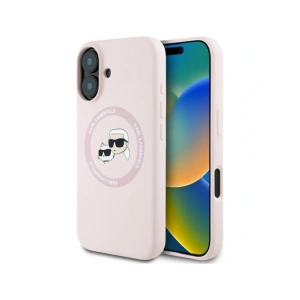 Hurtownia GSM - Karl Lagerfeld Capete Duble din Silicon și Cerc MagSafe Apple iPhone 16 roz - KLD21966 - {ean13} - Hurt