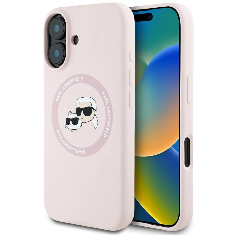 Hurtownia GSM - Karl Lagerfeld Silikonové dvojité hlavy a kruh MagSafe Apple iPhone 16 růžový - KLD21966 - {ean13} - Hurt