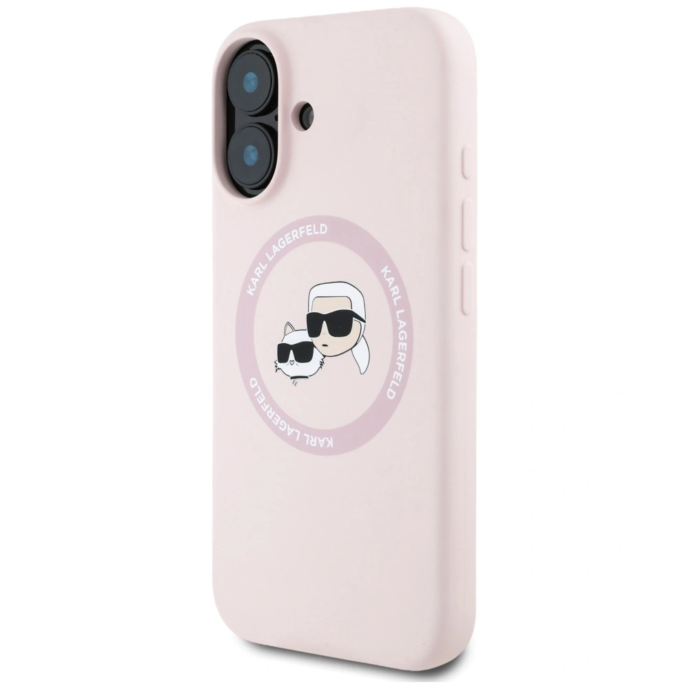 Hurtownia GSM - Karl Lagerfeld Silikonové dvojité hlavy a kruh MagSafe Apple iPhone 16 růžový - KLD21966 - {ean13} - Hurt