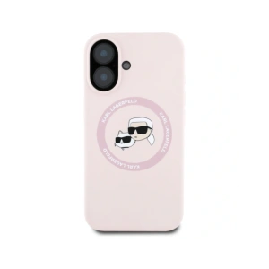 Hurtownia GSM - Karl Lagerfeld Capete Duble din Silicon și Cerc MagSafe Apple iPhone 16 roz - KLD21966 - {ean13} - Hurt