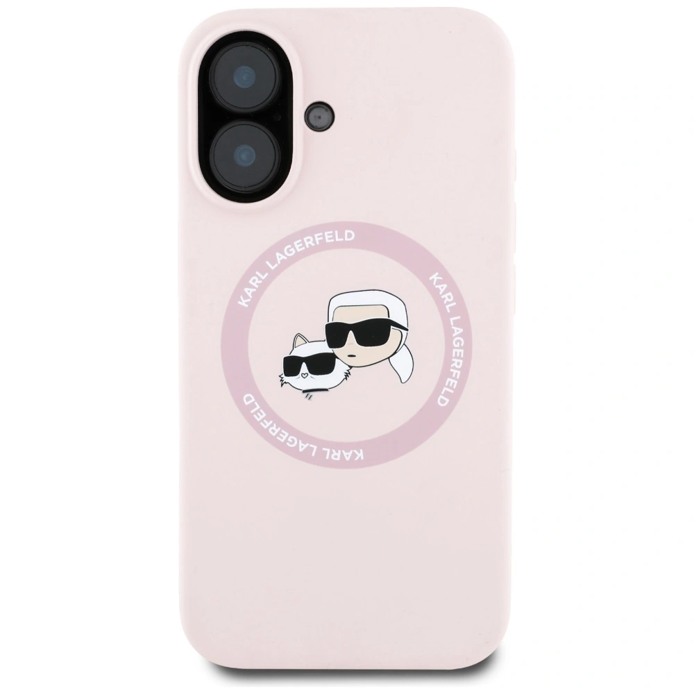Hurtownia GSM - Karl Lagerfeld Silikonové dvojité hlavy a kruh MagSafe Apple iPhone 16 růžový - KLD21966 - {ean13} - Hurt