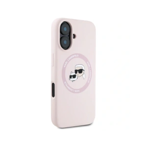 Hurtownia GSM - Karl Lagerfeld Capete Duble din Silicon și Cerc MagSafe Apple iPhone 16 roz - KLD21966 - {ean13} - Hurt
