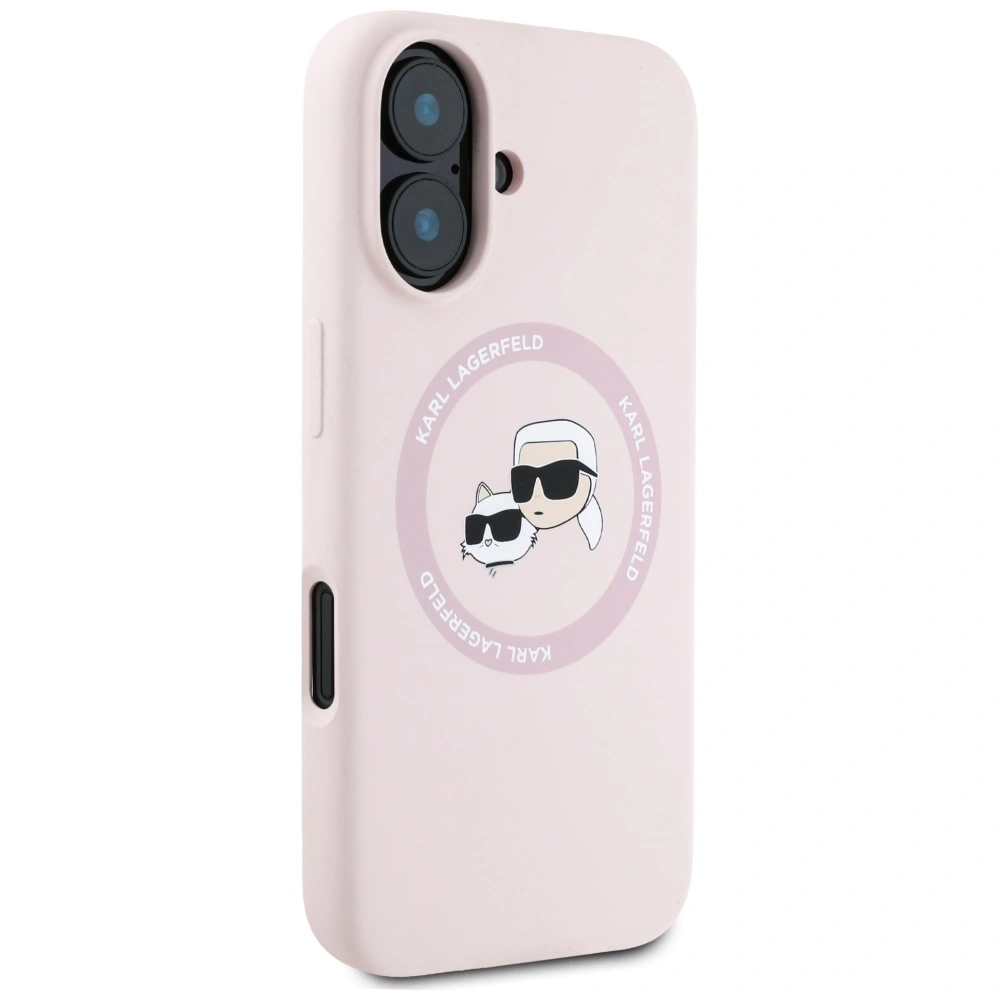 Hurtownia GSM - Karl Lagerfeld Silikonové dvojité hlavy a kruh MagSafe Apple iPhone 16 růžový - KLD21966 - {ean13} - Hurt