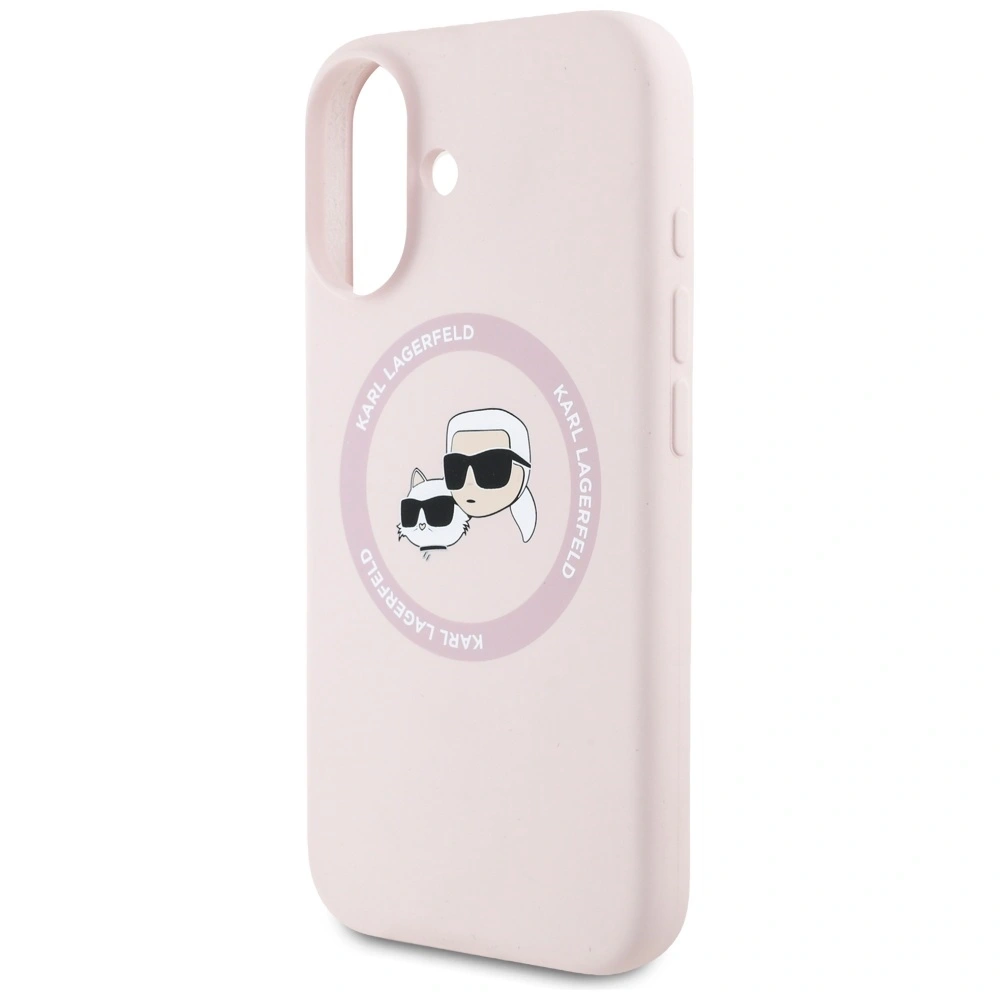 Hurtownia GSM - Karl Lagerfeld Silikonové dvojité hlavy a kruh MagSafe Apple iPhone 16 růžový - KLD21966 - {ean13} - Hurt