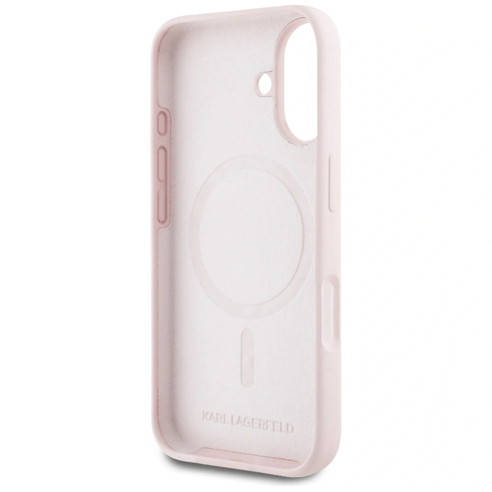 Wholesale Karl Lagerfeld Silicone Double Heads And Circle MagSafe Apple iPhone 16 pink - KLD21966 - {ean13} - Hurt