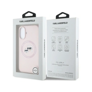 Hurtownia GSM - Karl Lagerfeld Capete Duble din Silicon și Cerc MagSafe Apple iPhone 16 roz - KLD21966 - {ean13} - Hurt