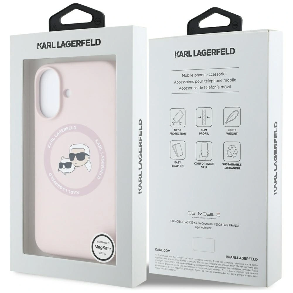Hurtownia GSM - Etui Karl Lagerfeld Silicone Double Heads And Circle MagSafe do Apple iPhone 16 różowy - KLD21966 - {ean13} - Hurt