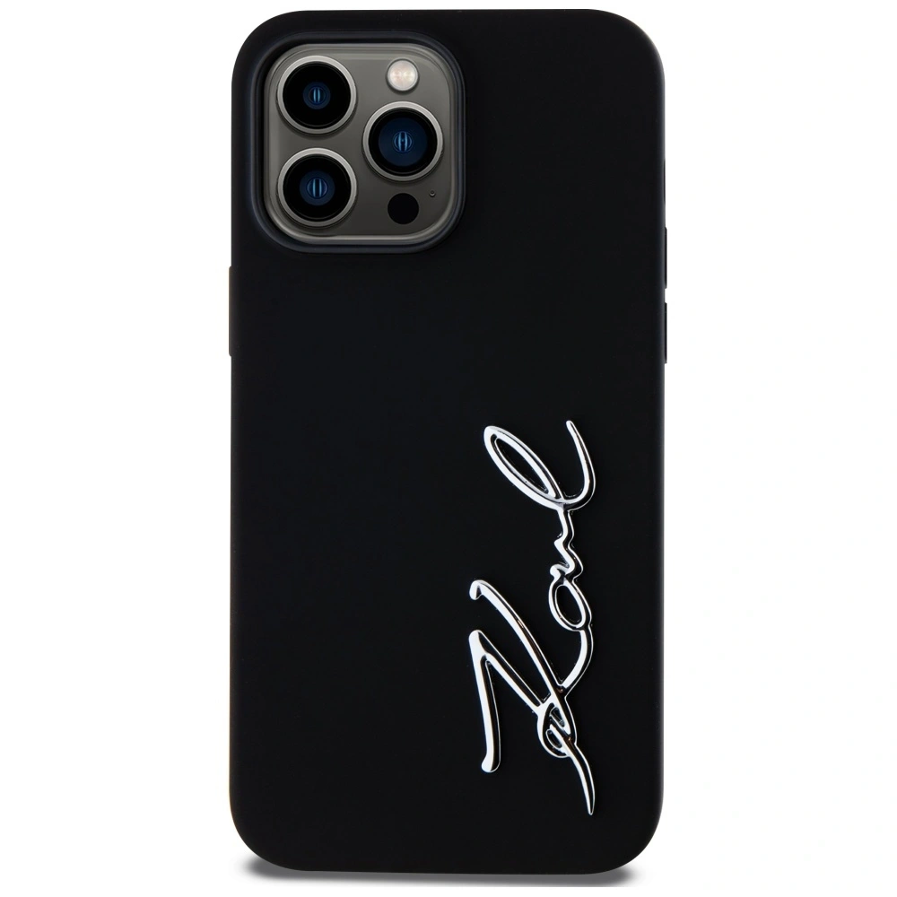 Hurtownia GSM - Karl Lagerfeld Silikonový kovový nápisový logo Apple iPhone 14 Pro Max černý - KLD21968 - {ean13} - Hurt
