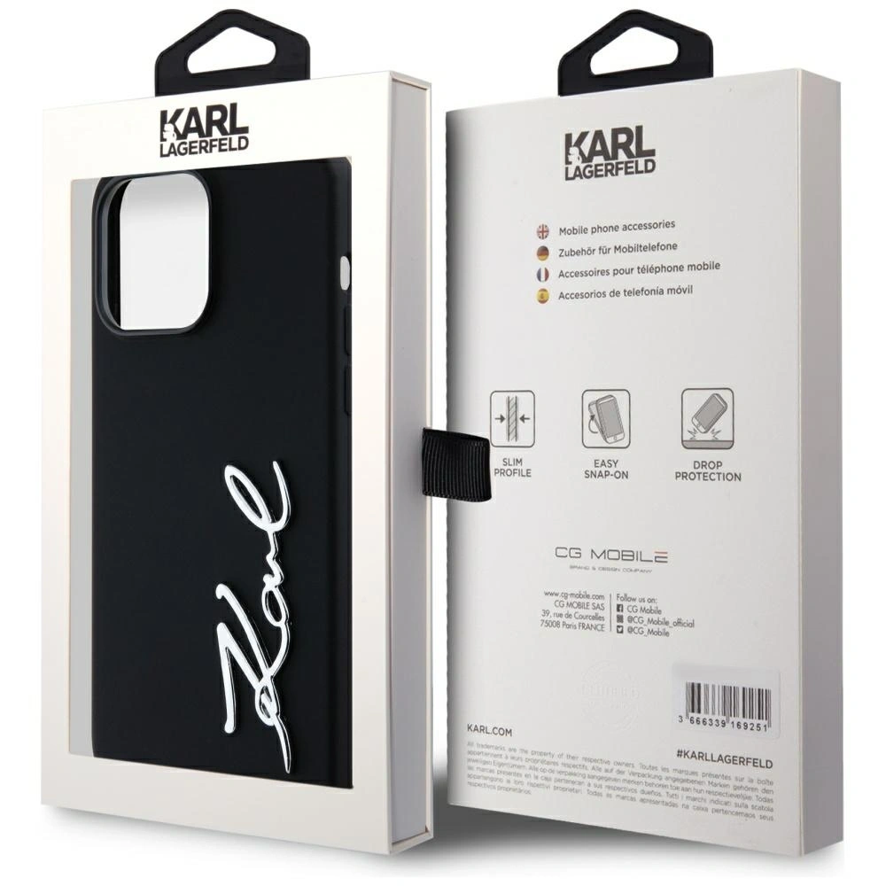 Hurtownia GSM - Etui Karl Lagerfeld Silicone Metal Script Logo do Apple iPhone 14 Pro Max czarny - KLD21968 - {ean13} - Hurt