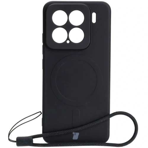 Silikonowe etui z pierścieniem magnetycznym Bizon Case Silicone Magnetic Sq do Xiaomi 15 czarne