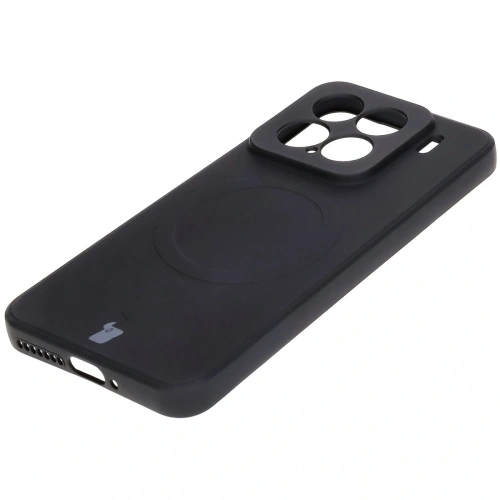 Silikonowe etui z pierścieniem magnetycznym Bizon Case Silicone Magnetic Sq do Xiaomi 15 czarne