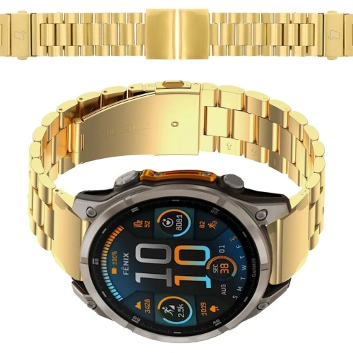 Pasek ze stali nierdzewnej Bizon Strap Watch Aura do Smartwatcha 22 mm złoty