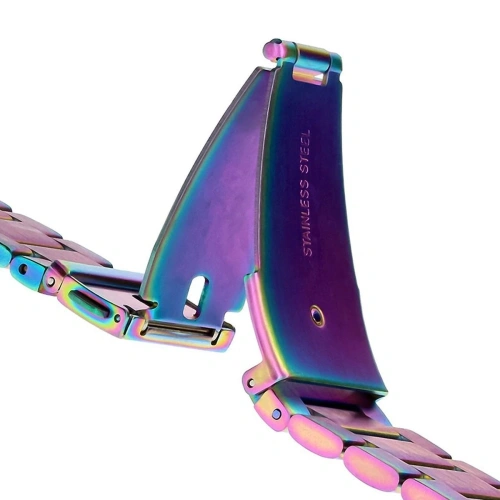 Pasek ze stali nierdzewnej Bizon Strap Watch Aura do Smartwatcha 22 mm tęczowy