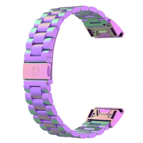 Pasek ze stali nierdzewnej Bizon Strap Watch Aura do Smartwatcha 22 mm tęczowy