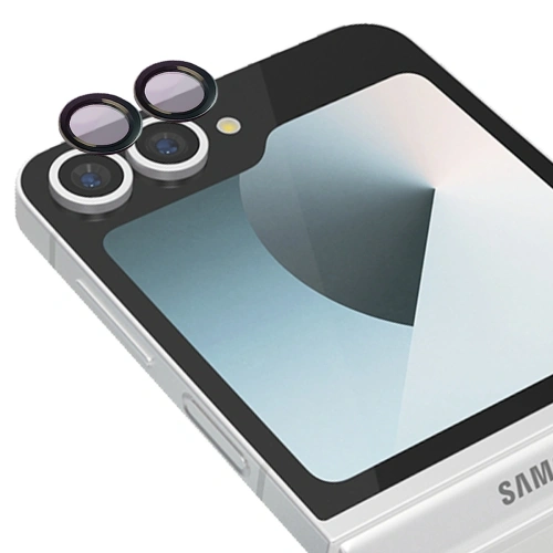 Szkło hartowane na aparat z aplikatorem Bizon Glass Snap Lens do Samsung Galaxy Z Flip6 / 7 FE czarna ramka