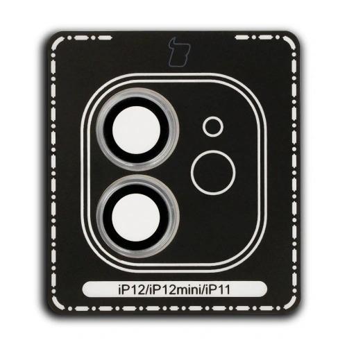 Szkło na aparat z aplikatorem Bizon Glass Snap Lens do Apple iPhone 12 / 12 Mini / 11 srebrna ramka