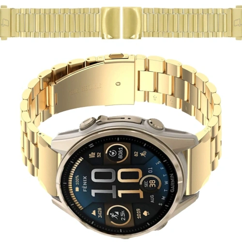 Pasek ze stali nierdzewnej Bizon Strap Watch Aura do Smartwatcha 20 mm złoty